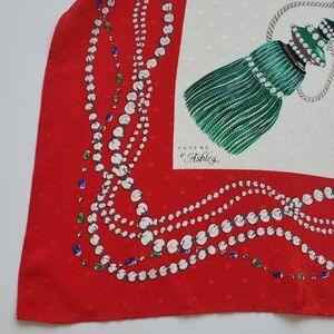 Silk Blend Scarf by PETERS & ASHLEY in Jewel Tones on White Chains & Tassels